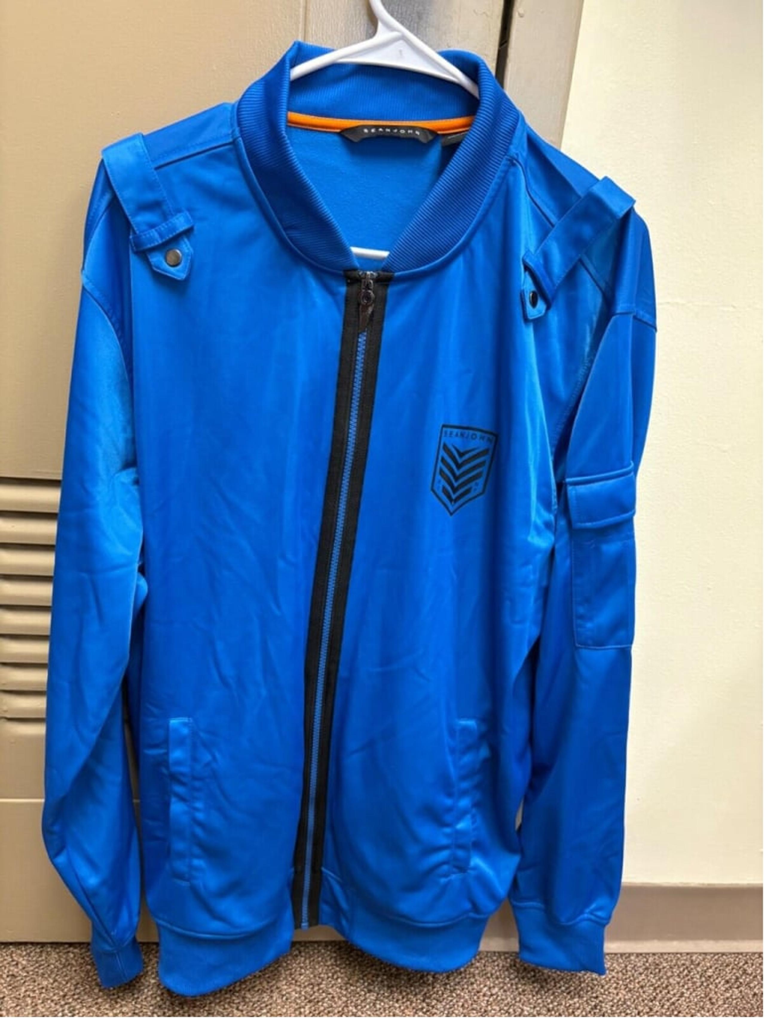 Sean John Rare! Men Blue Zip Up Track Jacket Long Sleeve Polyester Size XL