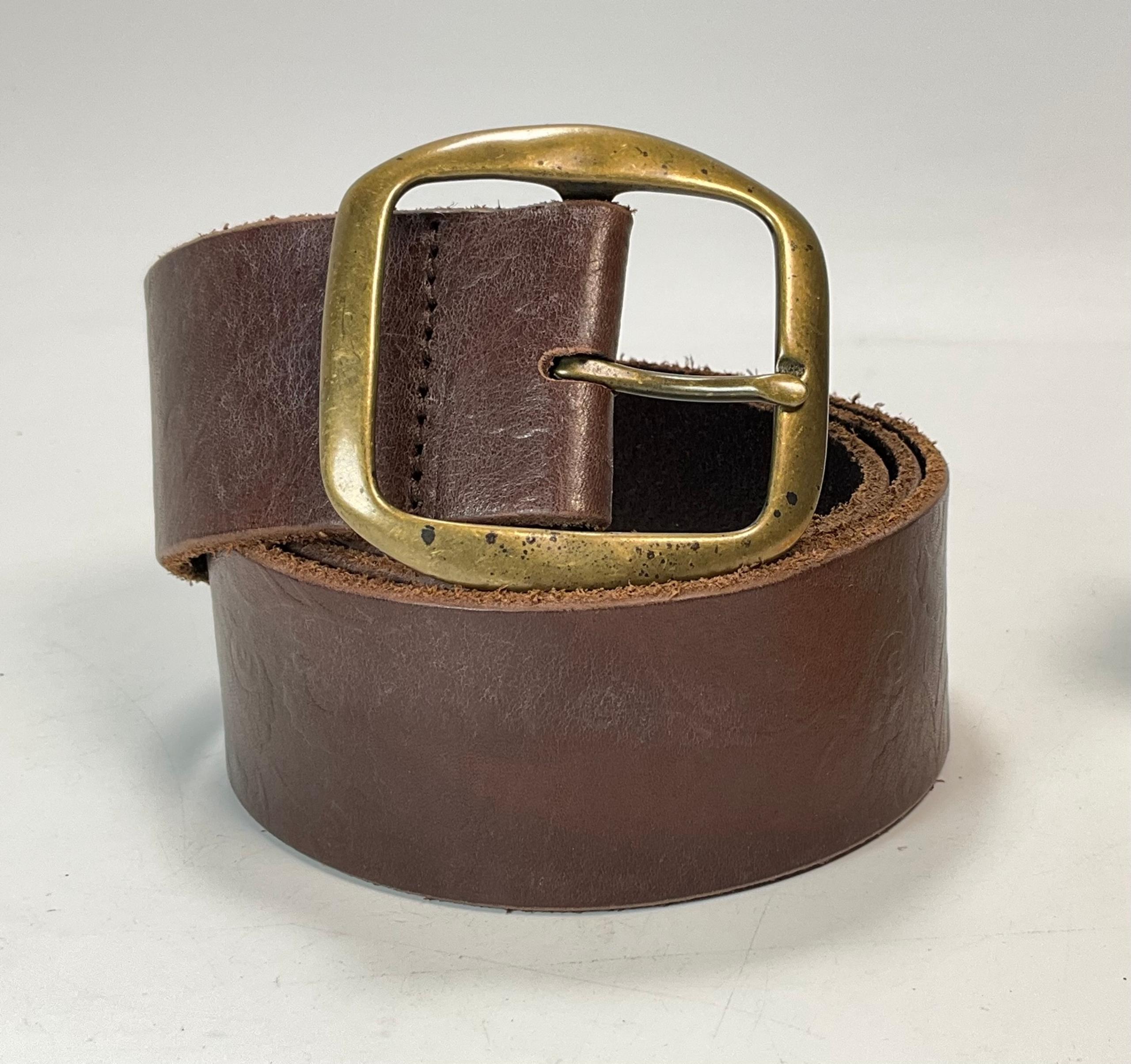 Gap Woman’s Smooth Floral Cow Leather Belt Size Large Brown Solid Brass Buckle
