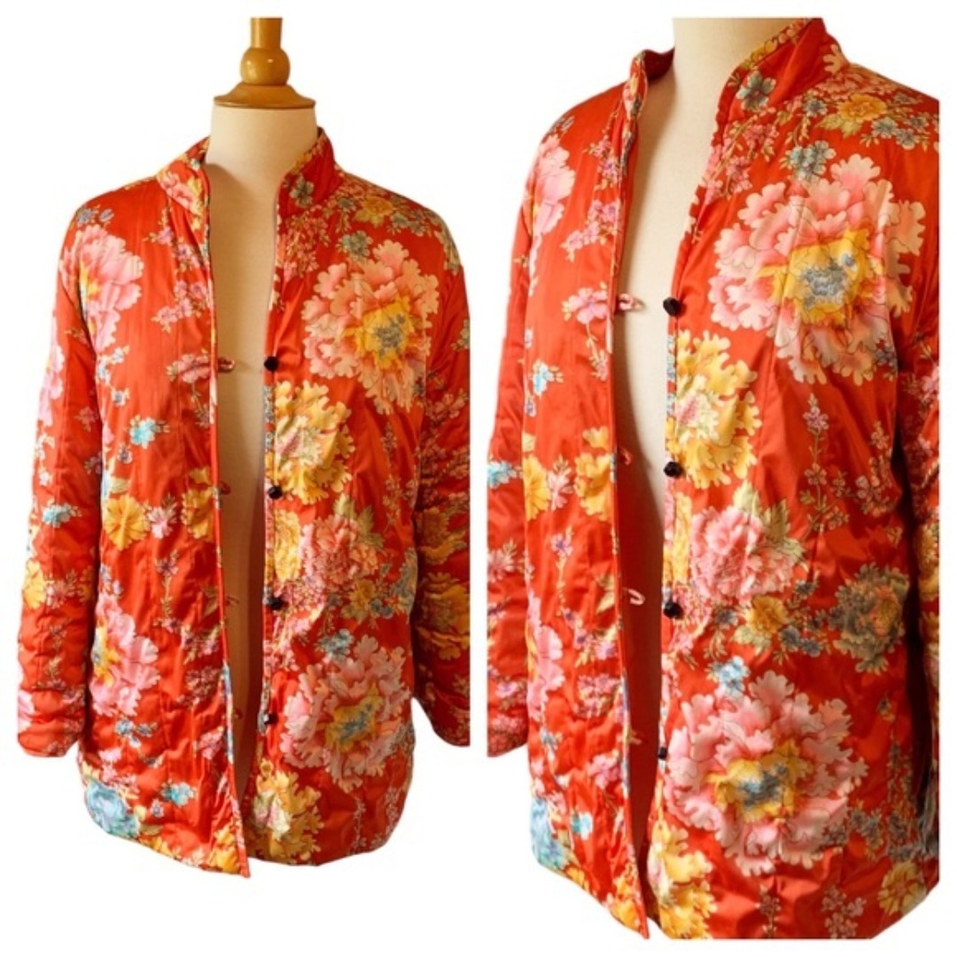 Vintage 1960s Vanity Fair Floral Quilted Blazer Bed Jacket Leisurewear M/L