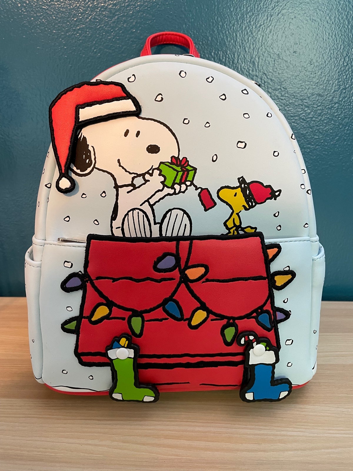 Loungefly peanuts snoopy Christmas glow in the dark mini backpack