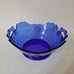 Vintage Cobalt glass L E Smith Mount Pleasant Double Shield handled bowl EUC