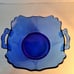 Vintage Cobalt glass L E Smith Mount Pleasant Double Shield handled bowl EUC