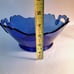 Vintage Cobalt glass L E Smith Mount Pleasant Double Shield handled bowl EUC