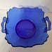 Vintage Cobalt glass L E Smith Mount Pleasant Double Shield handled bowl EUC