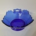 Vintage Cobalt glass L E Smith Mount Pleasant Double Shield handled bowl EUC