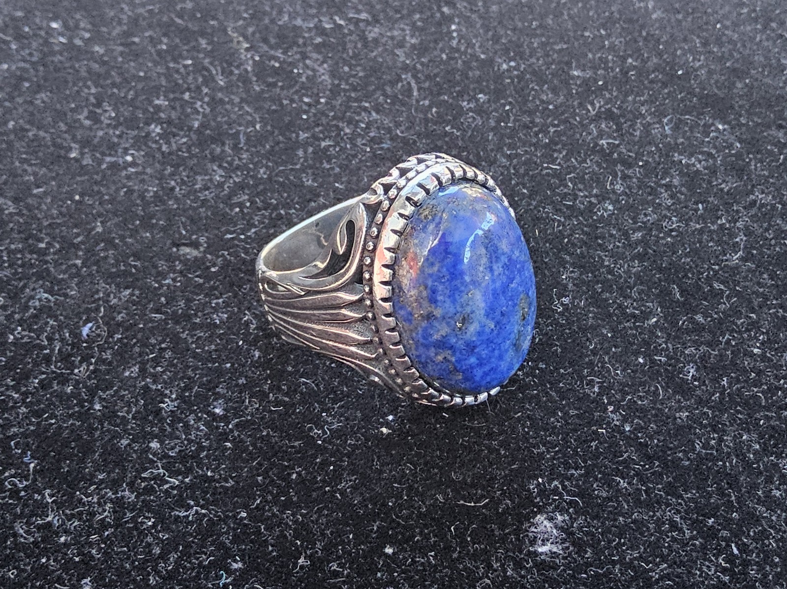 .925 Sterling Silver Blue Stone Womens Ring Size 8