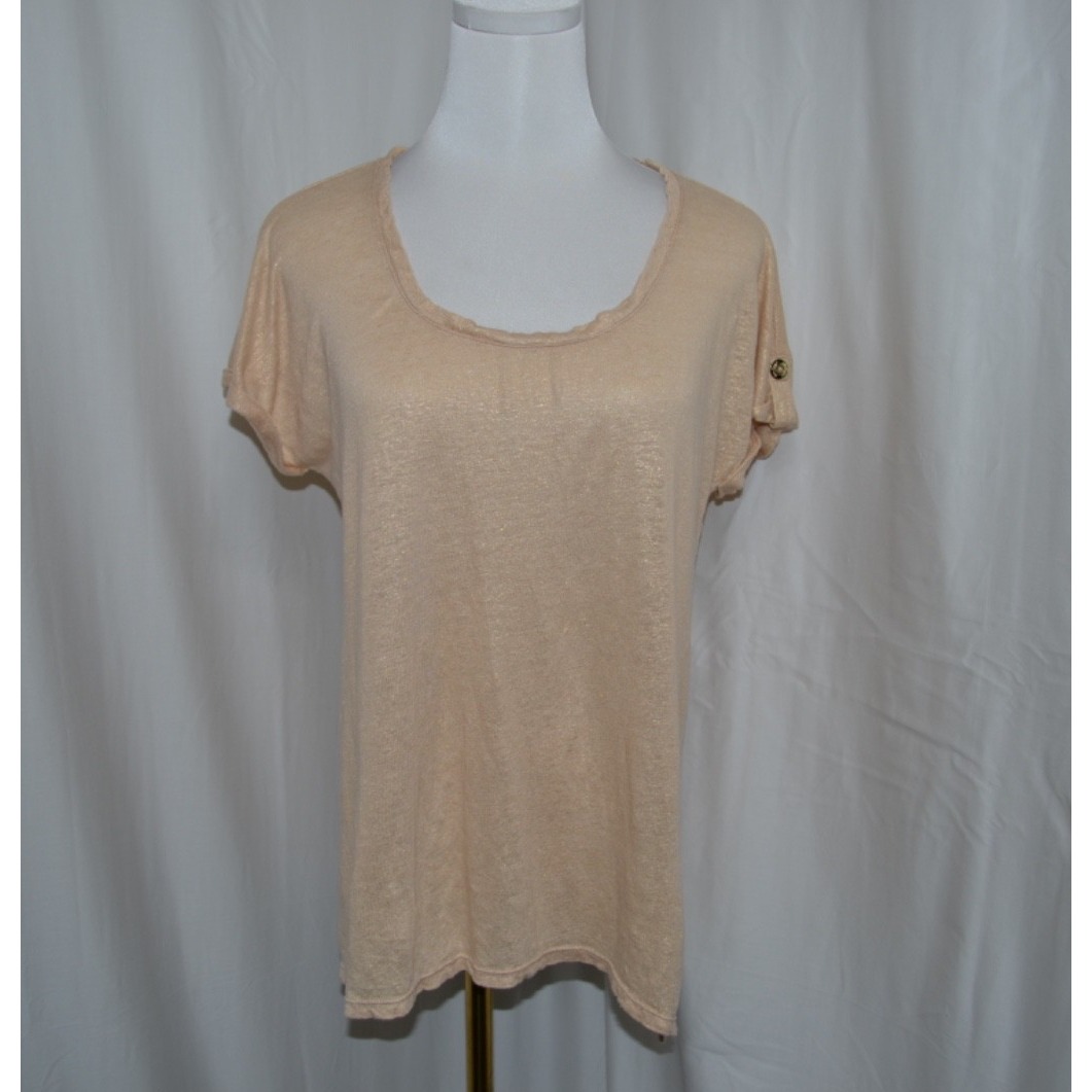 Lilly Pulitzer Inara Sand Dune Gold Shimmer Linen Top Size M