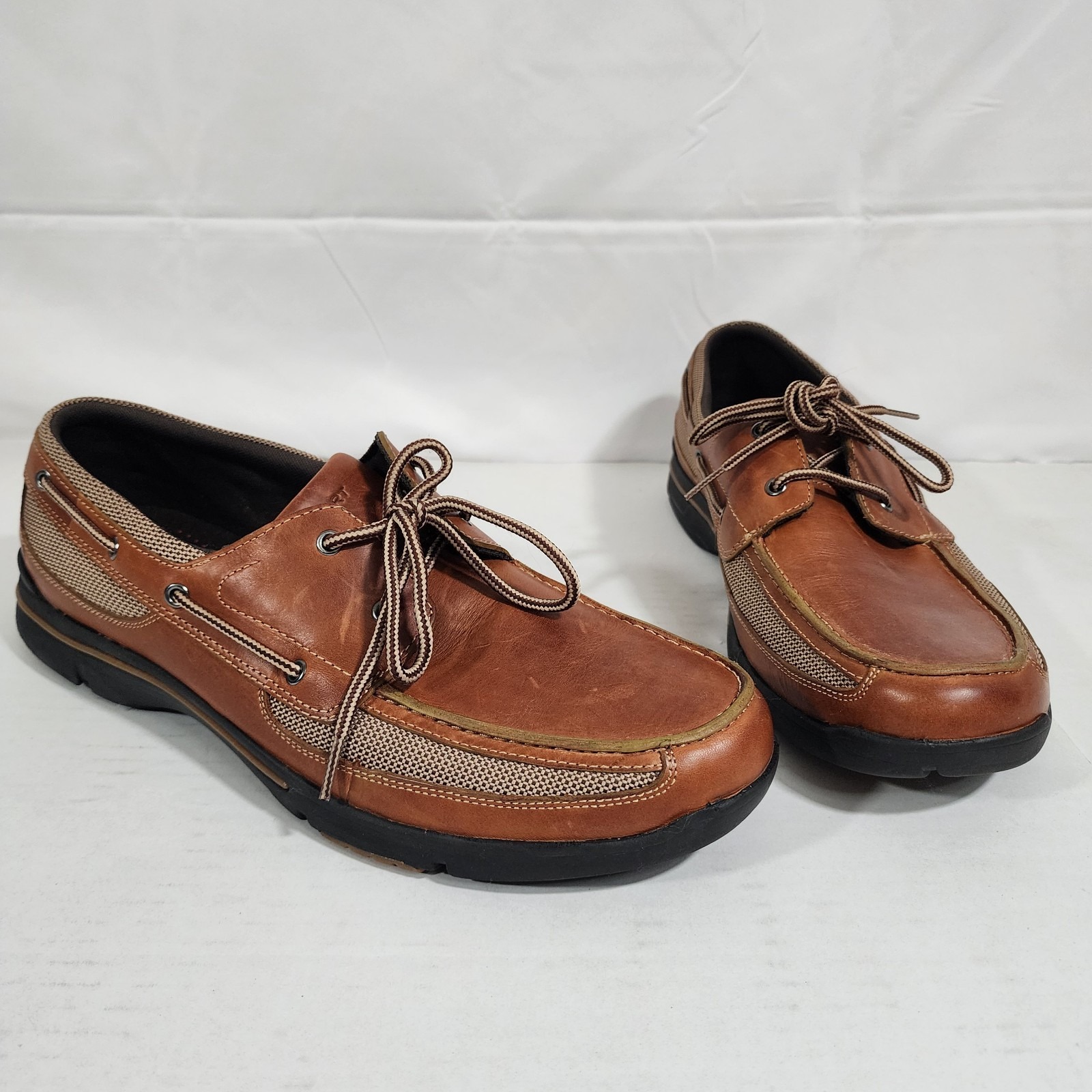 Rockport Adiprene by Adidas Shoes Mens 13 Boat Brown Leather Square Toe Casual
