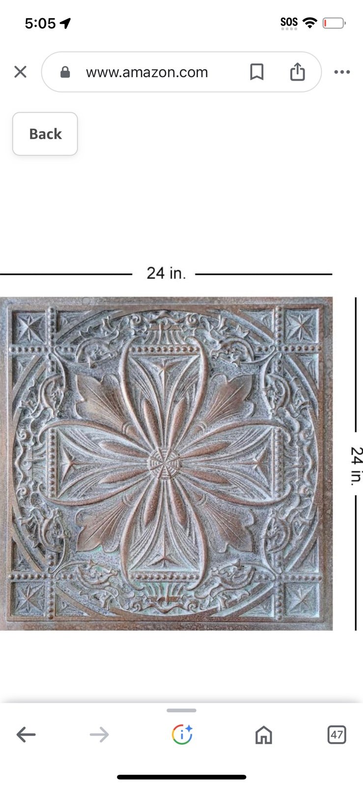 C 2' x 2' Lay-in or Glue-up Ceiling Tile (Covers / 40 sq.ft), Weathered Copper,