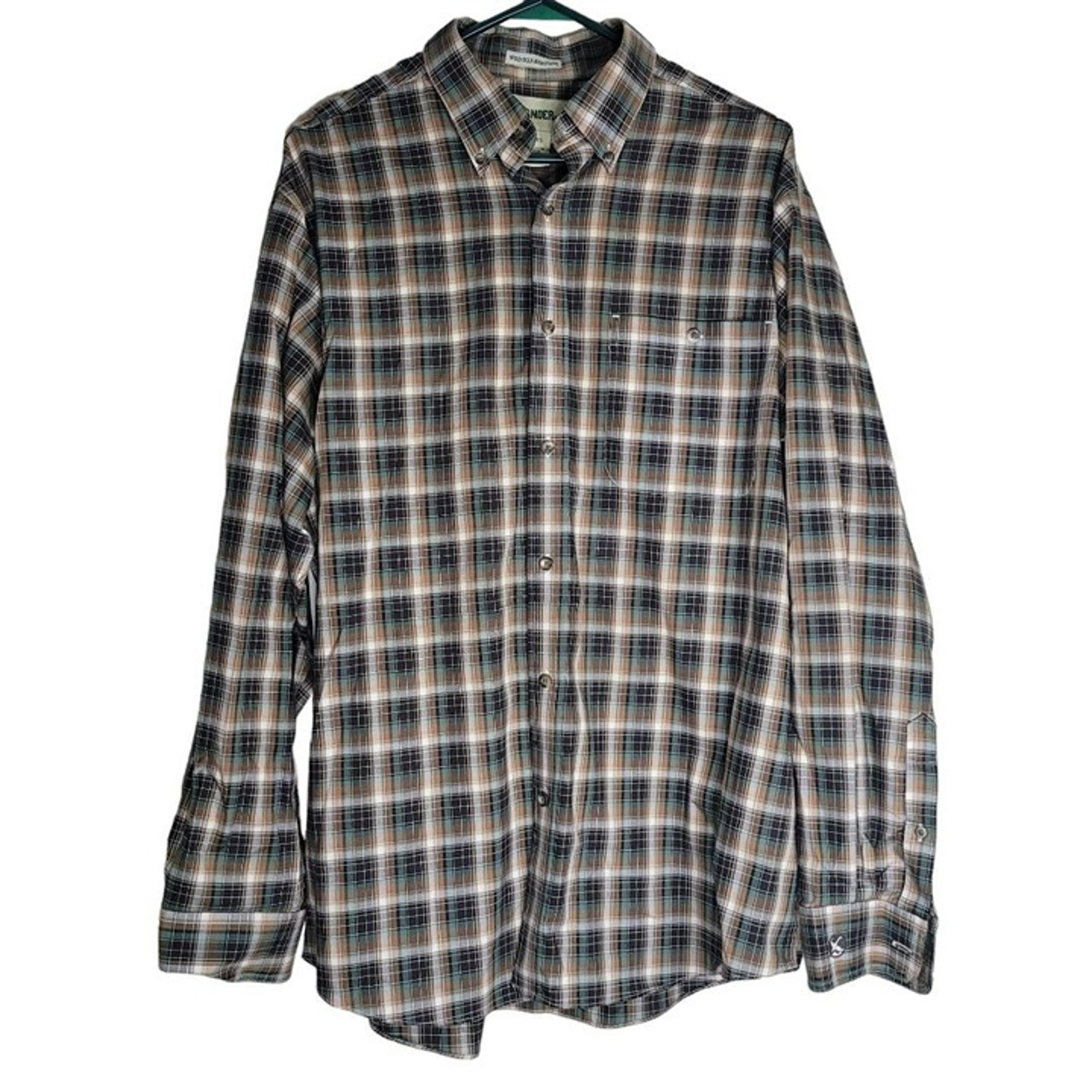 Gander Mountain Wrinkle Resistant Plaid Shirt Button Down Pocket Mens Large