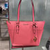 MICHAEL KORS Charlotte Large Leather Top-Zip Tote Tea Rose NWT