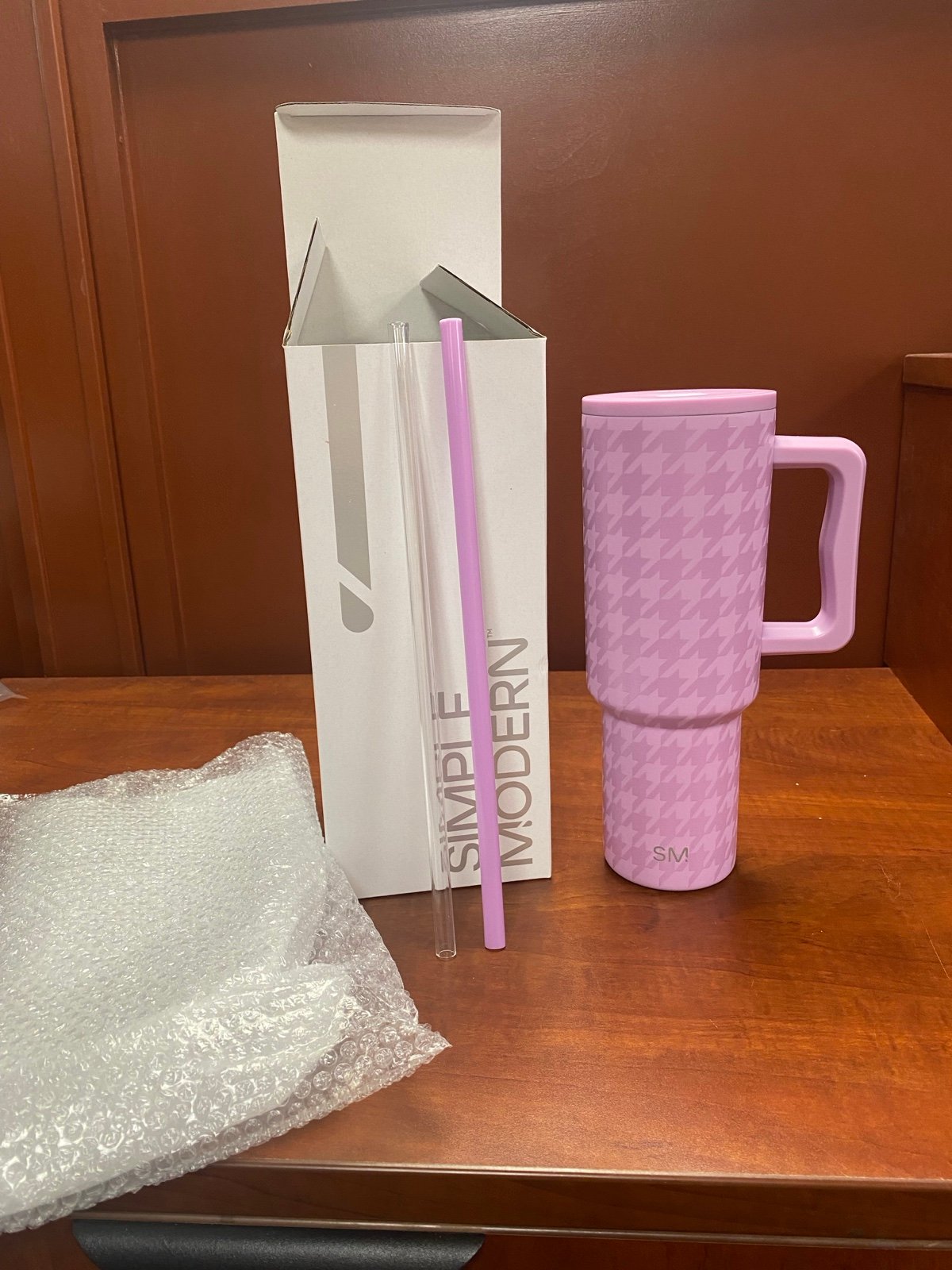 Simple Modern Trek 40 oz tumbler- purple houndstooth