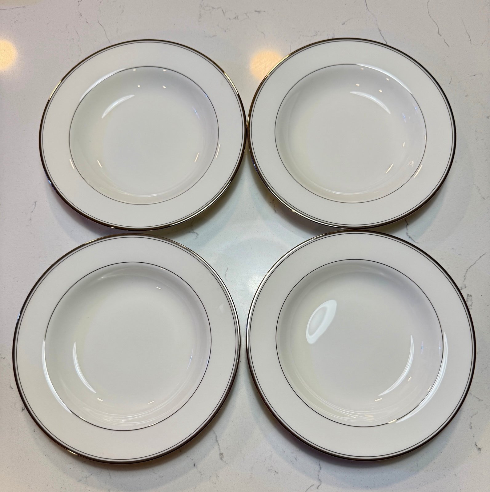 Mikasa Gothic Platinum Bone China Large Rim Soup Bowls