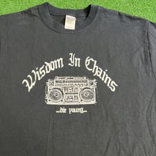 Rare Wisdom In Chains Die Young Hardcore Band T-Shirt Black Mens Size Large Vtg
