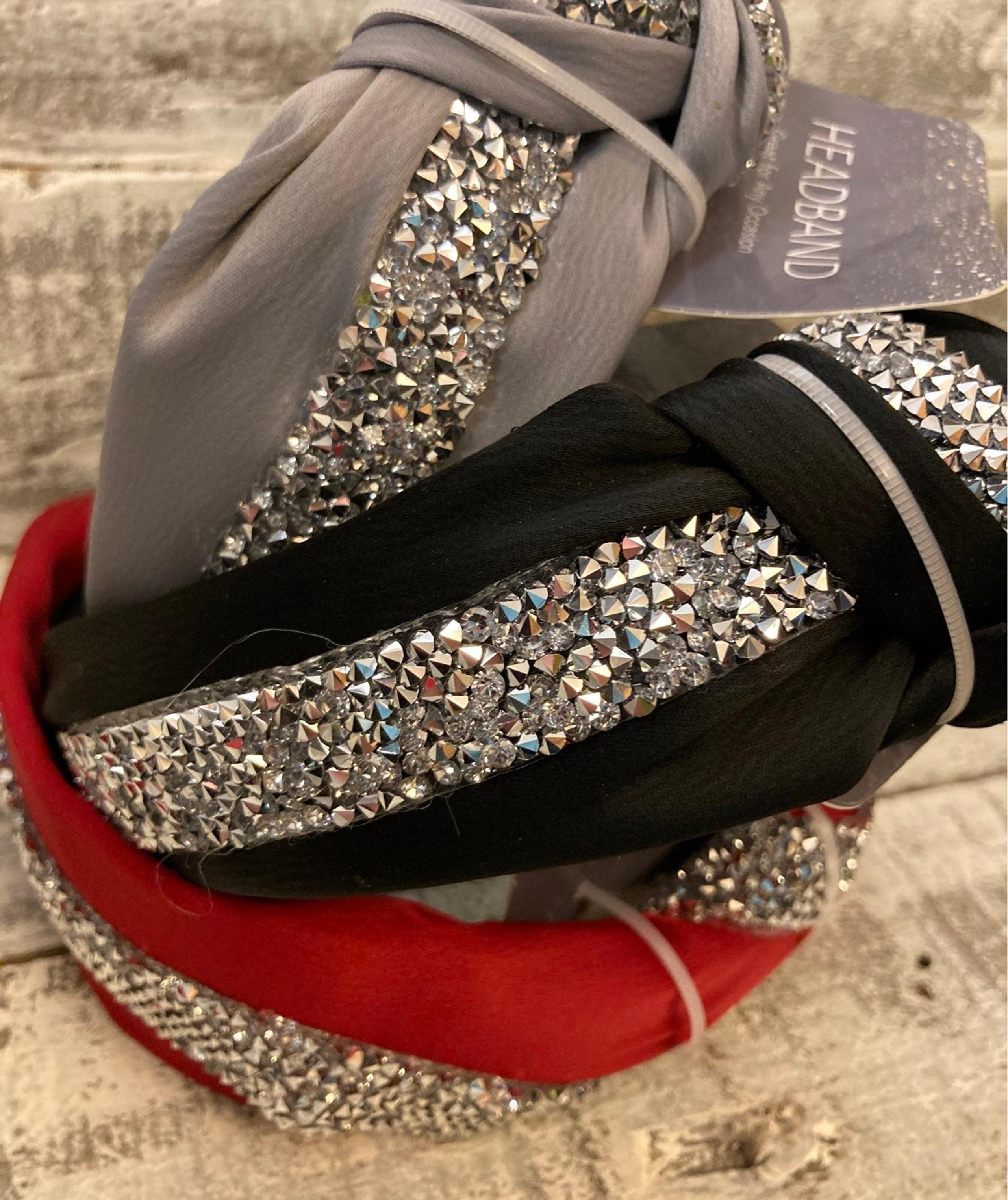 Three (3) Silver jewled Headbands