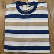 BARBATI Half-Sleeve Knit Striped Crewneck Sweater / Only 1 Available