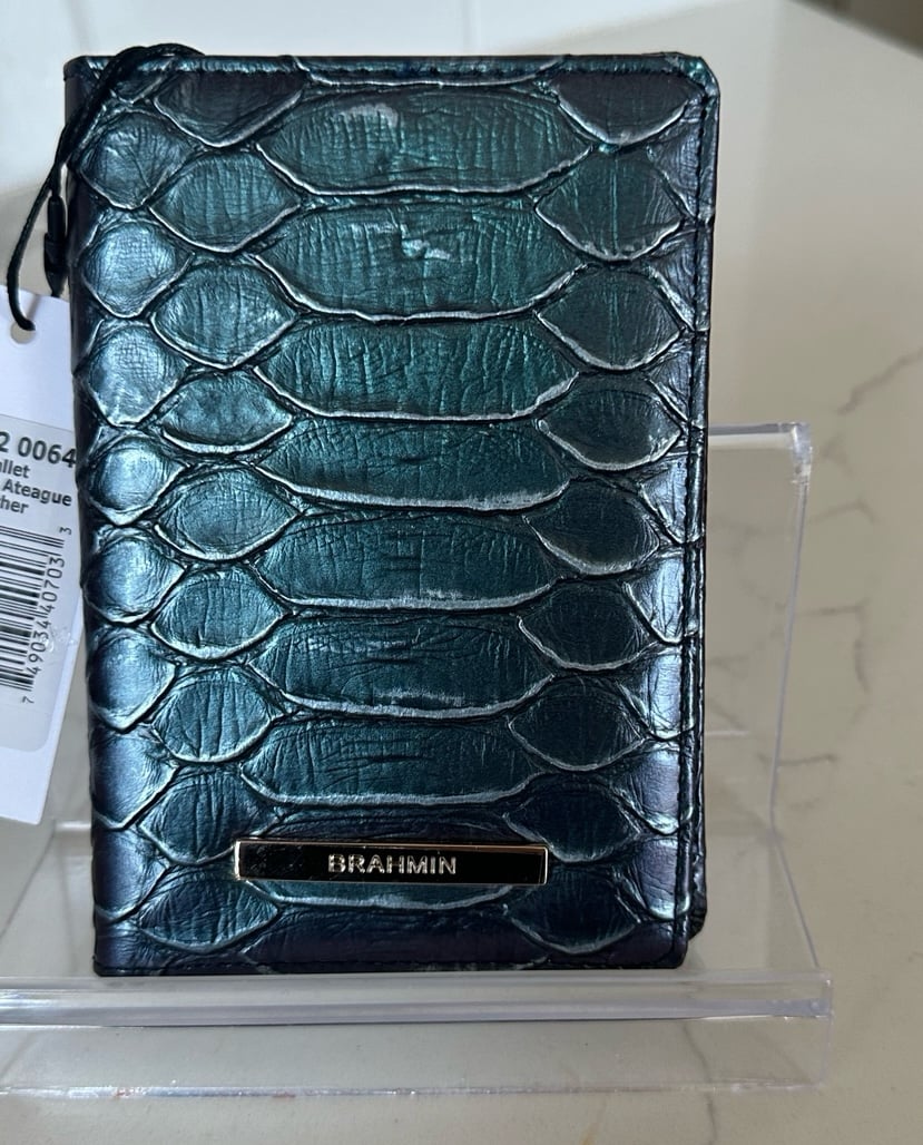 Brahmin passport holder electric blue antique genuine leather
