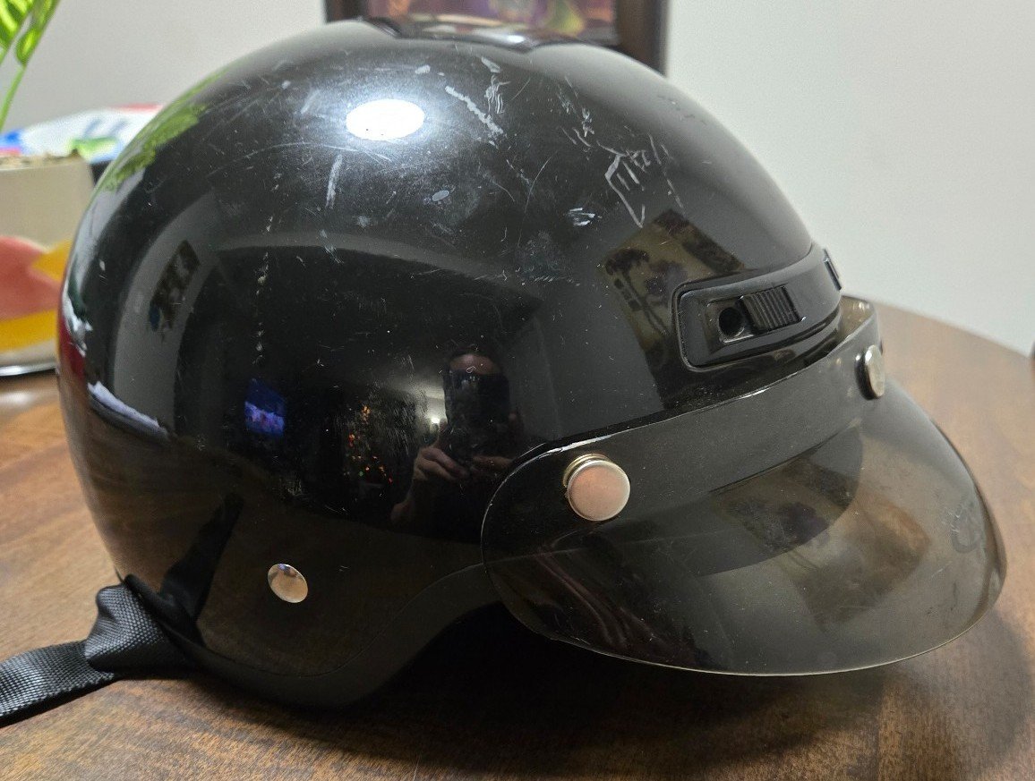 Helmet With Front Top Windshield, Strap, and Airholes Size Small