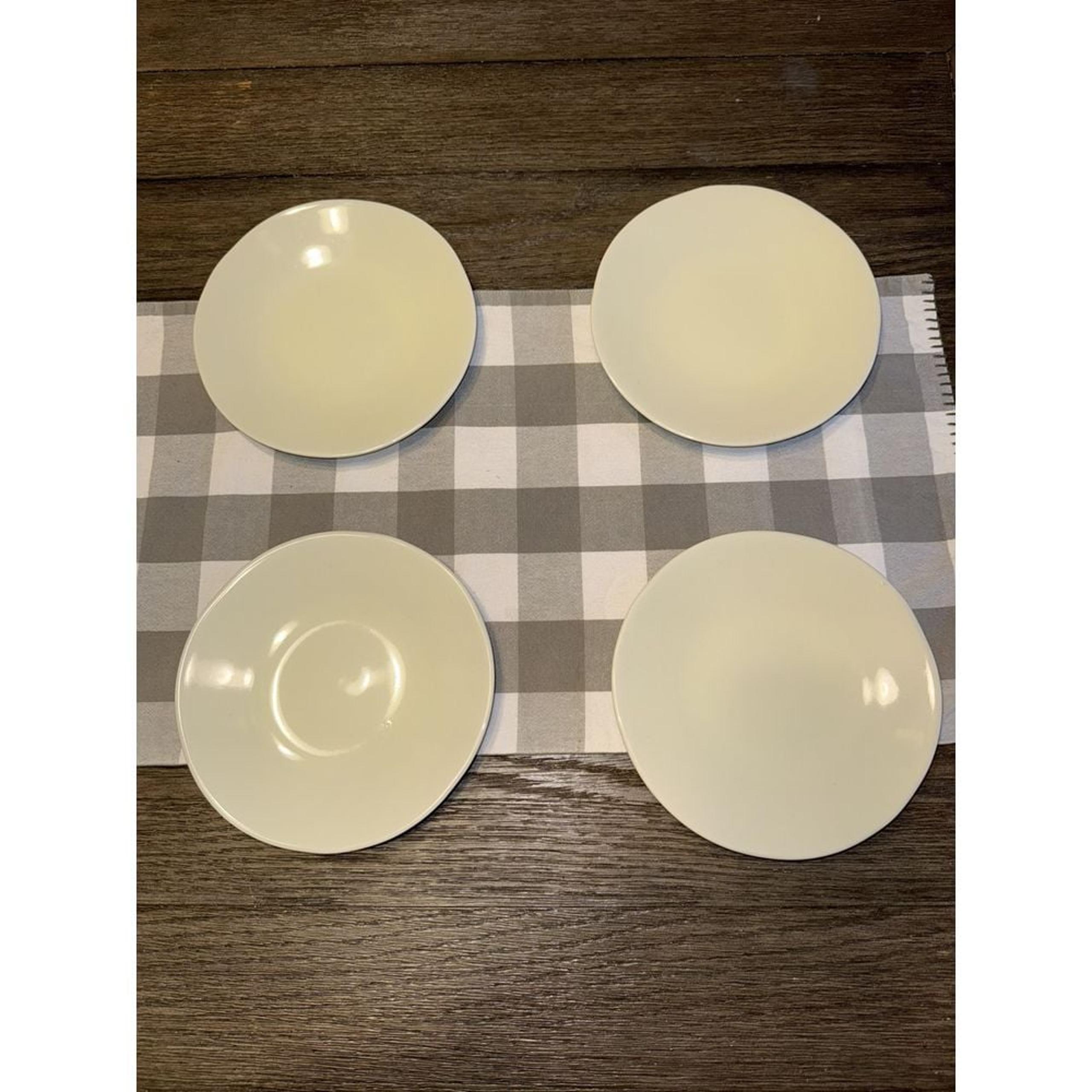 1831 Gorham Barela 8" Salad Plate Classically Modern Bone China Cream Set Of 4