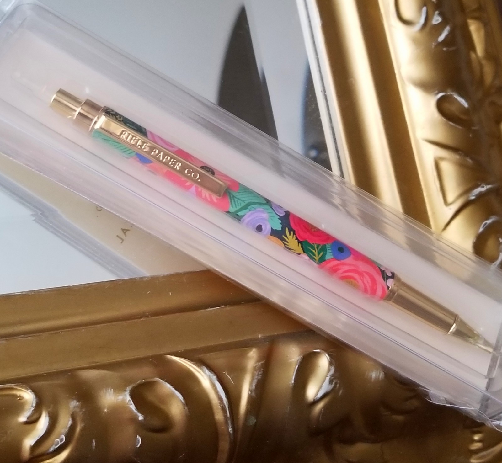 Rifle Paper Co Floral Stainless Steel Mechanical Pencil with Gold Detailing
