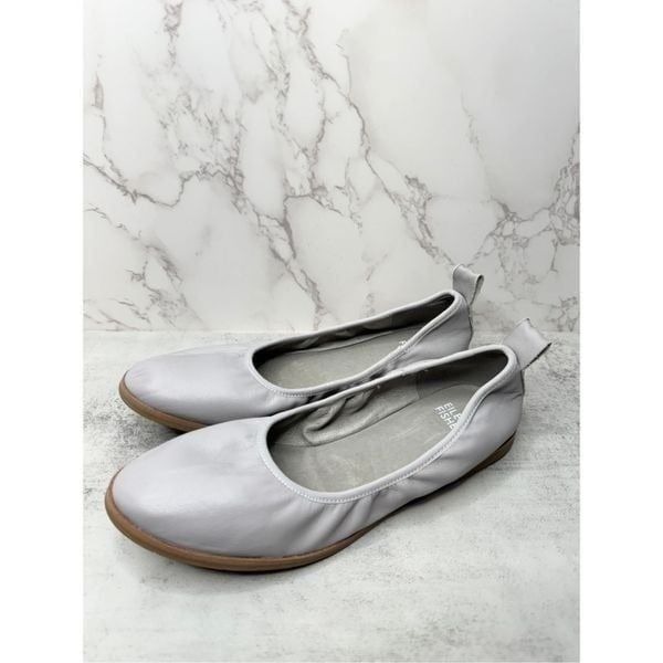 Eileen Fisher Flats Womens Size 7.5 Gray Leather Notion Ballet Nappa Slip On