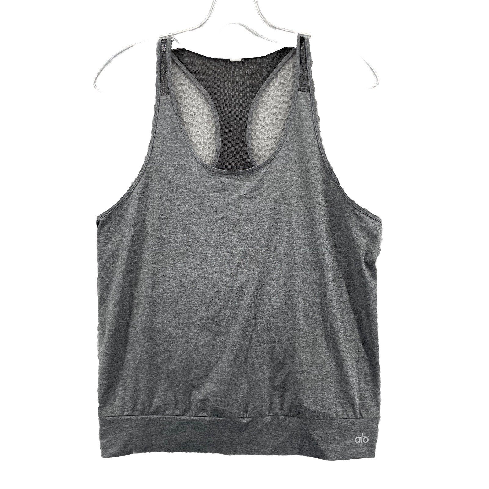 Alo Performance Tank Top Womens Gray Large Rasor Back Lighweight Sportswear Gym