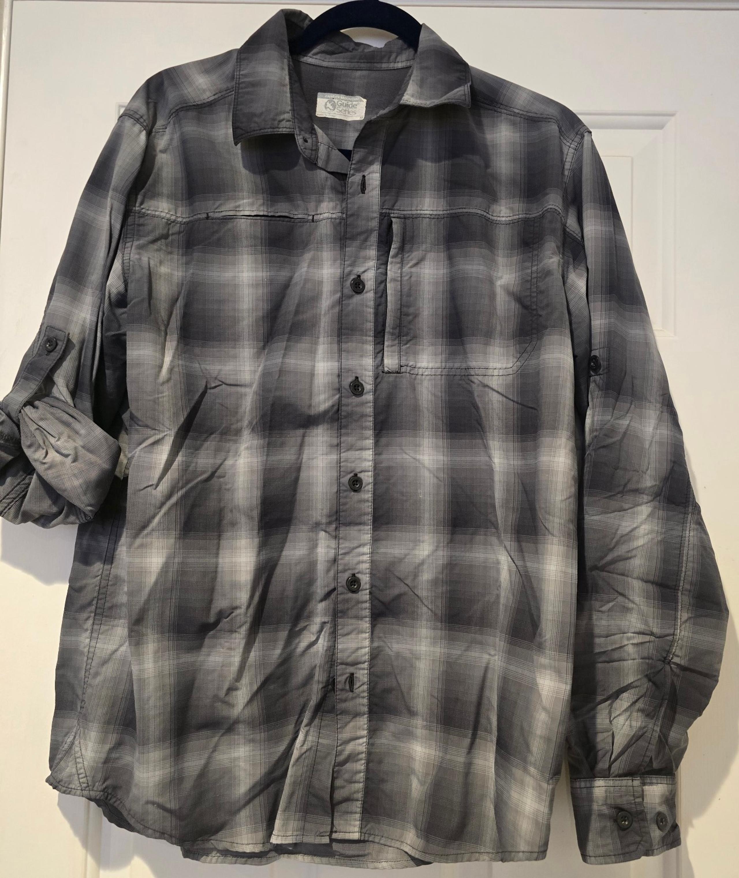 Gander Mountain Guide Series Sz M Men's Grey Plaid Long Slve Collared Button Up
