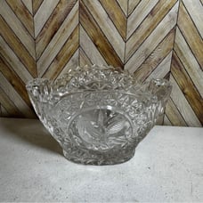 Vintage 1950s Clear Crystal Glass Bird Themed Hofbauer German Dish [Item 987]