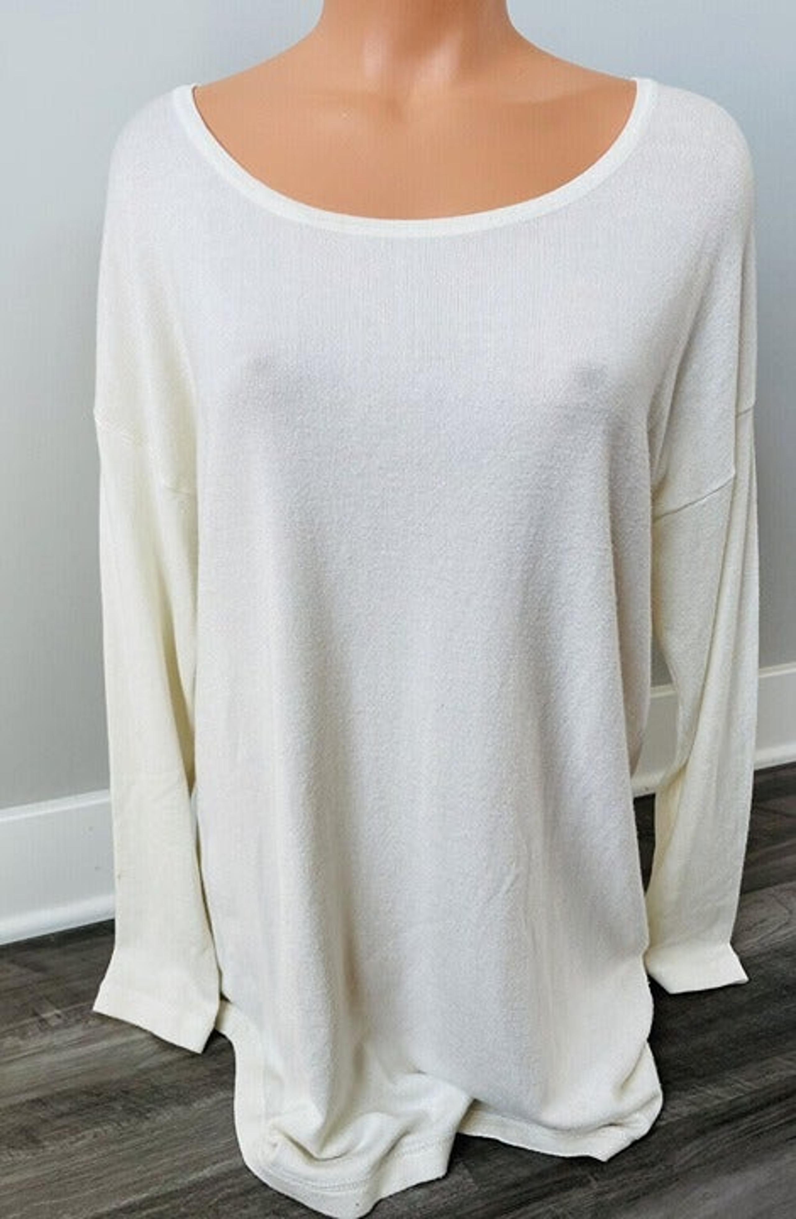 Soft Surroundings Ivory Sweater Tunic Size M Boat Neck Exposed Zipper