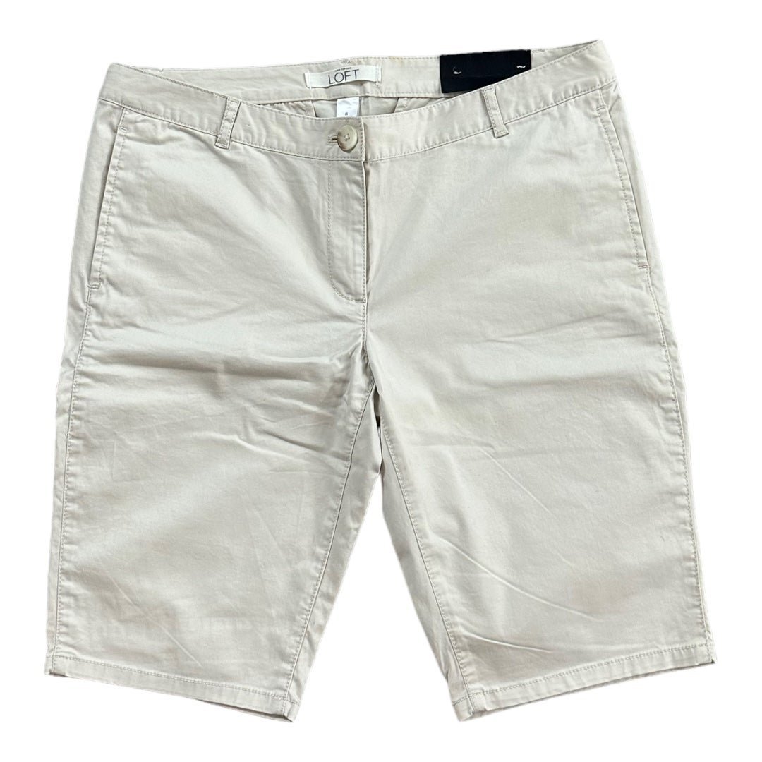 NWT Women's Shorts Ann Taylor LOFT Marisa Bermuda Shorts Beige Stretch Shorts