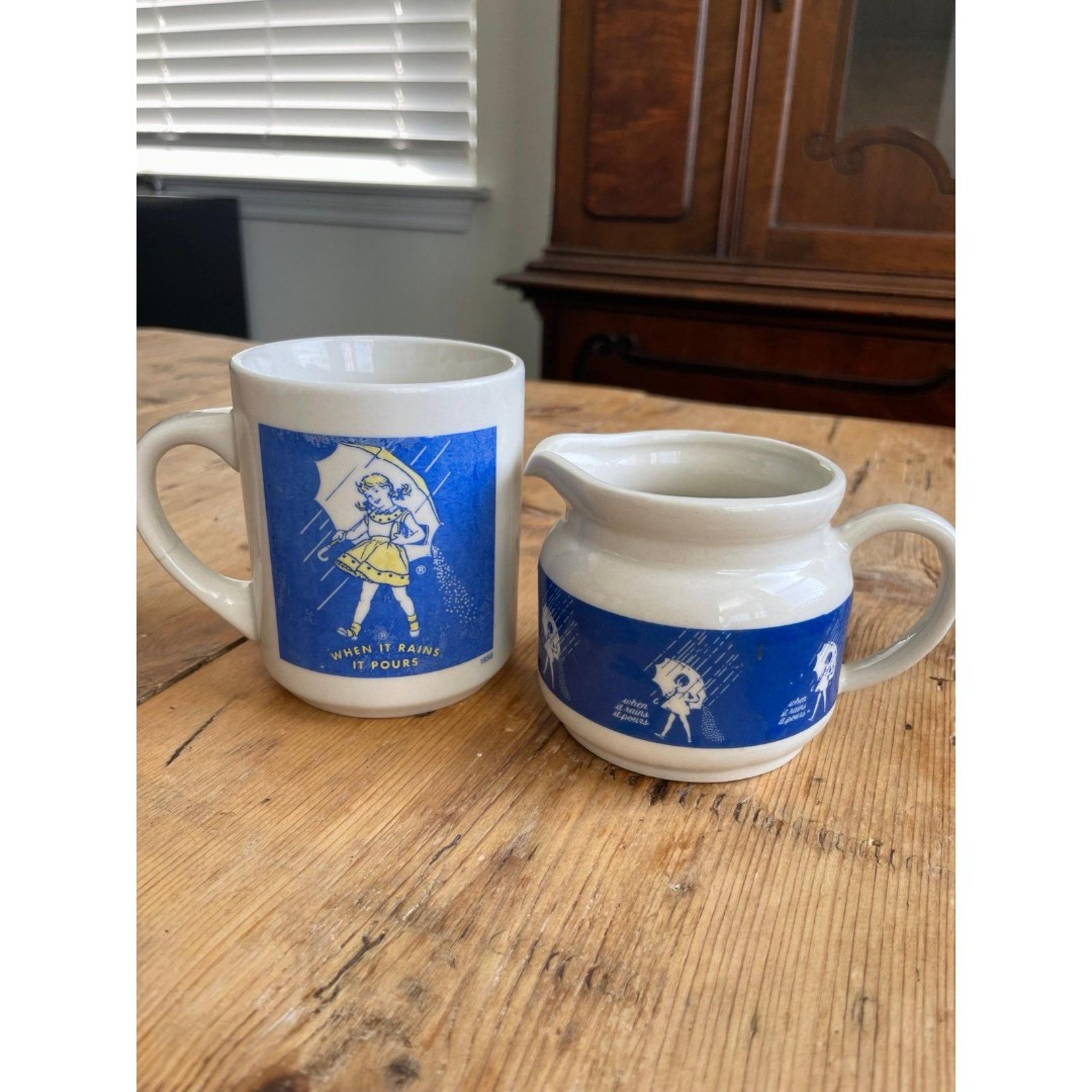 1950’s Morton Salt advertising coffe mug and creamer