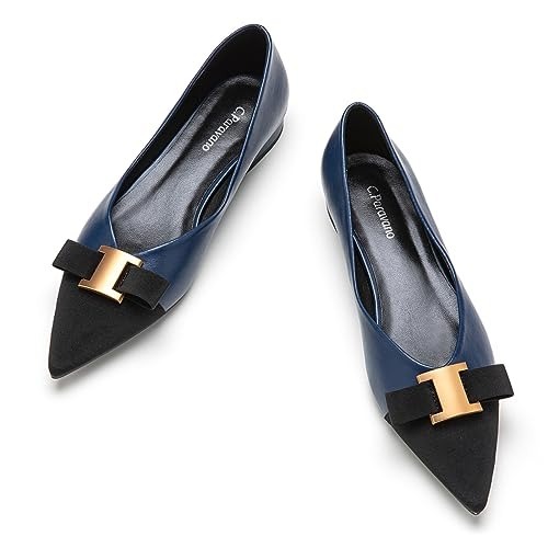 NIB C.Paravano Women's Pointed Toe Ballet Flats with Bow Slip-On Dressy Flats 40