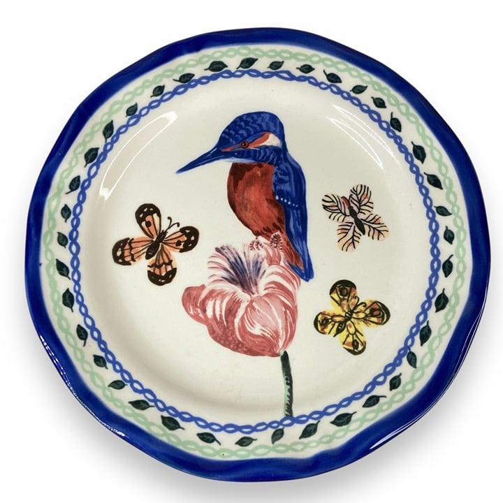 Nathalie Lete Heritage 10 Dinner Plate Blue Hummingbird Bird by Anthropologie