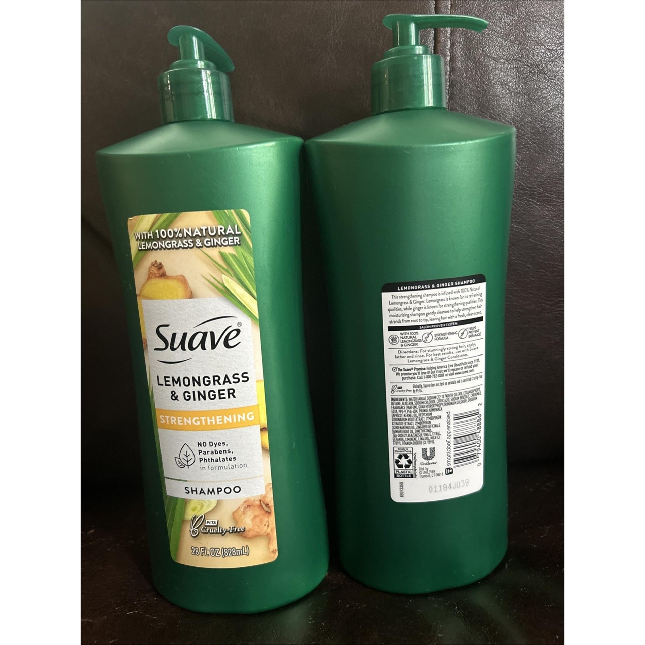 (2 Ct) Suave Lemongrass & Ginger Natural Strengthening SHAMPOO-28 oz Pump Lot