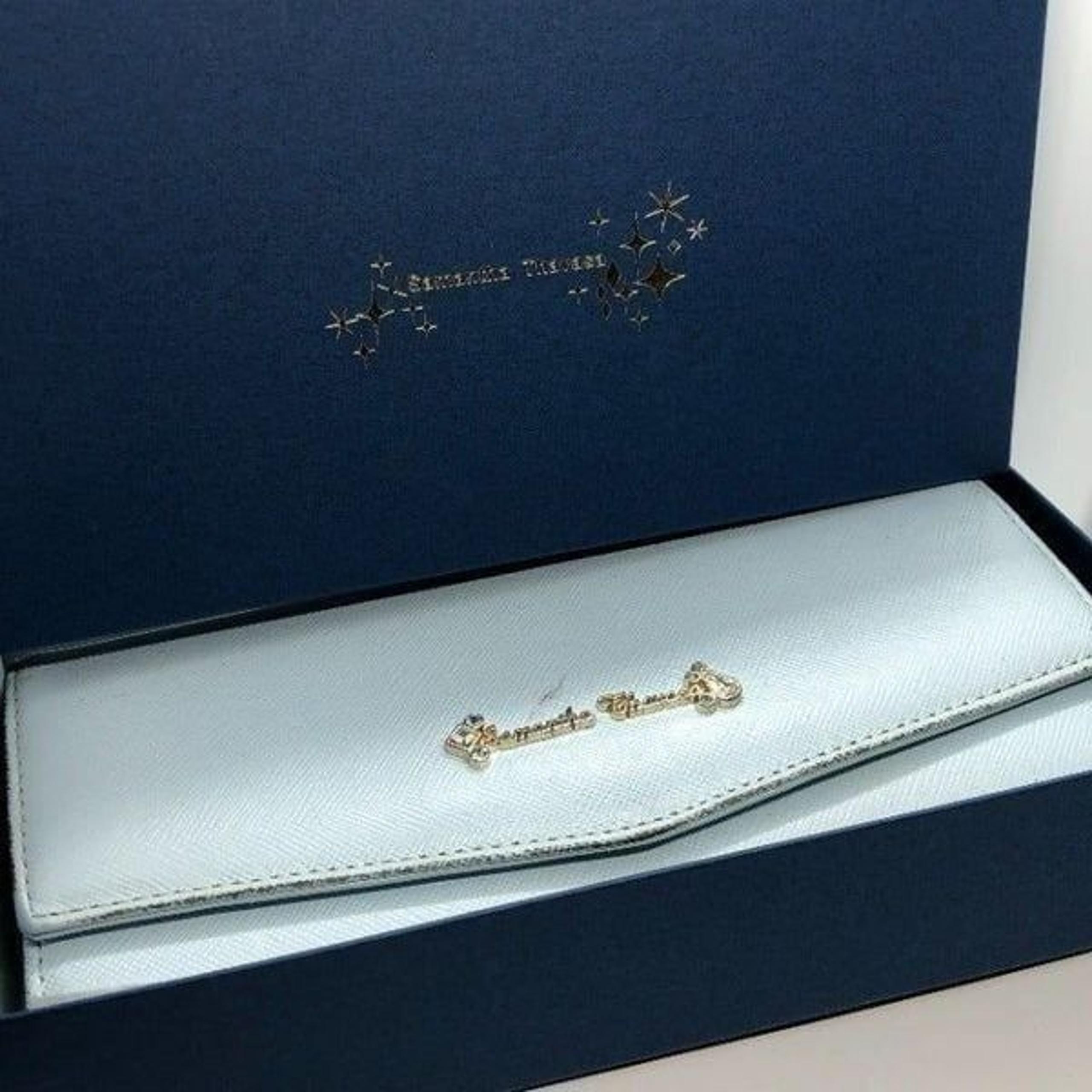 Samantha Thavasa Disney Cinderella Pale Blue Leather Long Wallet w/ Box & Cards