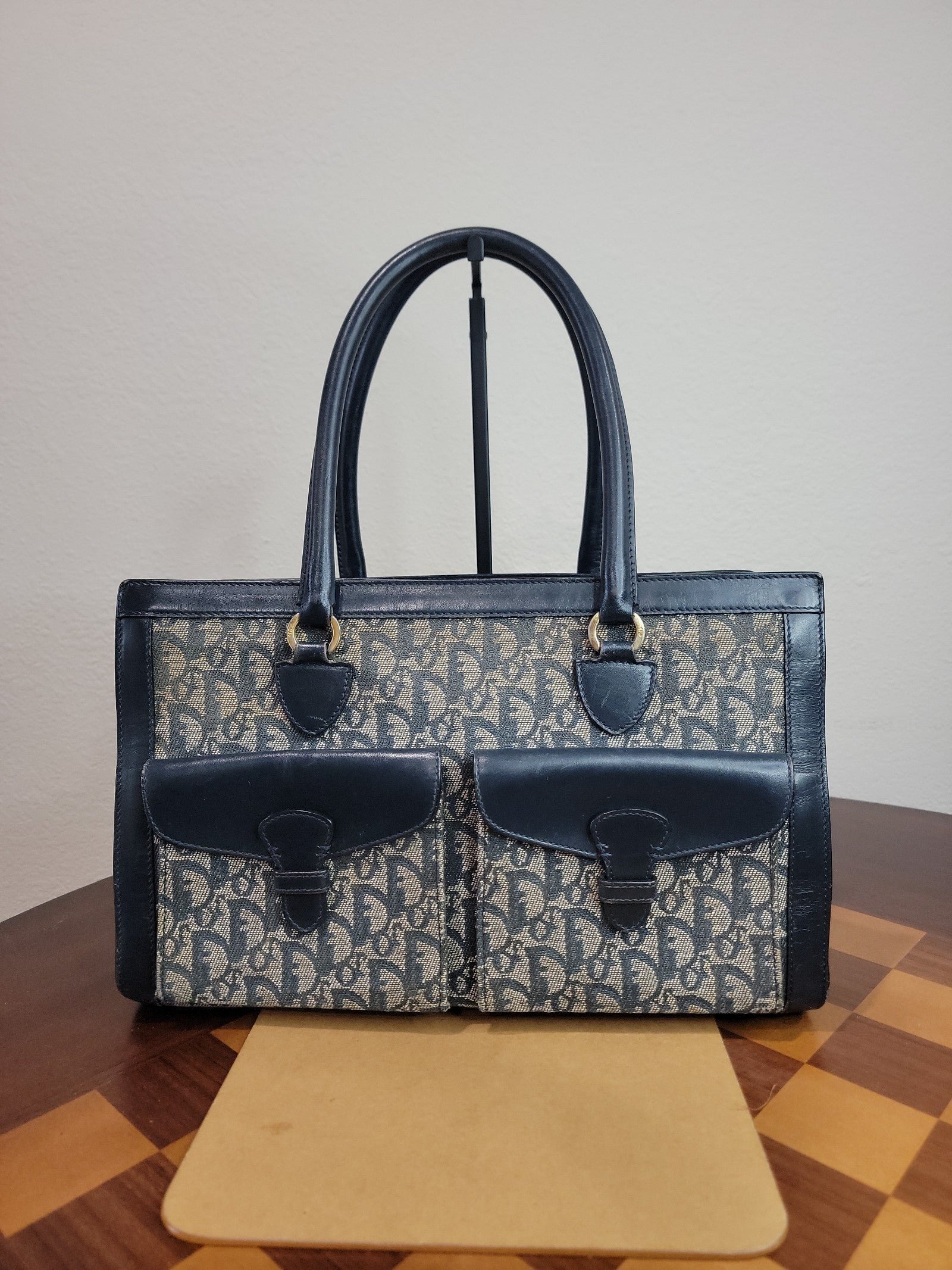 CHRISTIAN DIOR vintage diorissimo double pocket trotter tote