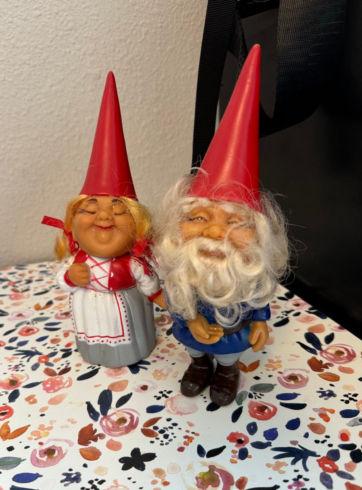 Rare Big Vintage David The Gnome Figurines David Abd Lisa Rubber Dolls 1983