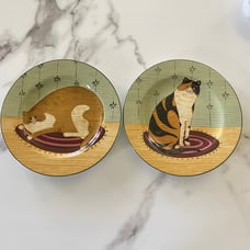 Set of 2 Cat Collection Warren Kimble by SAKURA Salad Dessert Plates 2000