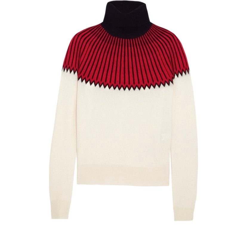 Chloe Snow Capsule Intarsia Cashmere Women’s Navy/Red Turtleneck Sweater