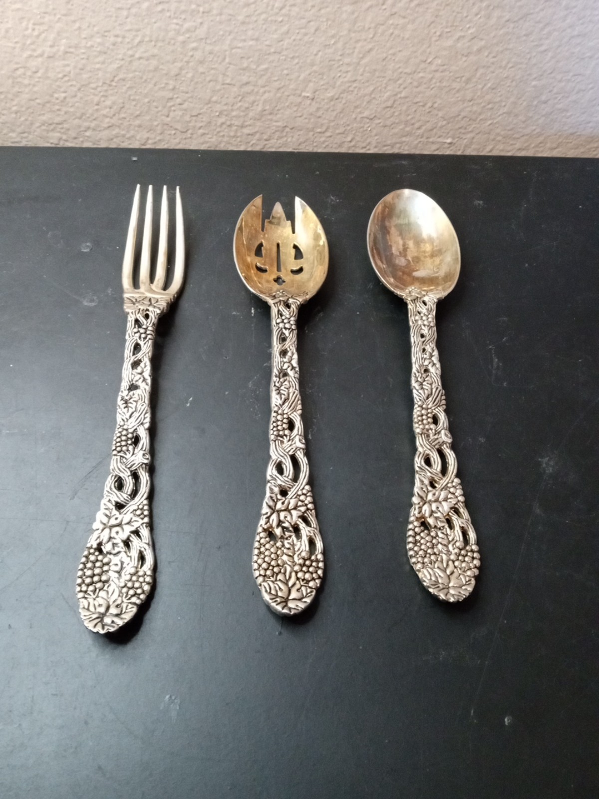 EXQUISITE VTG 3pcs Set of 9 Silver plated Cutlery Serveware