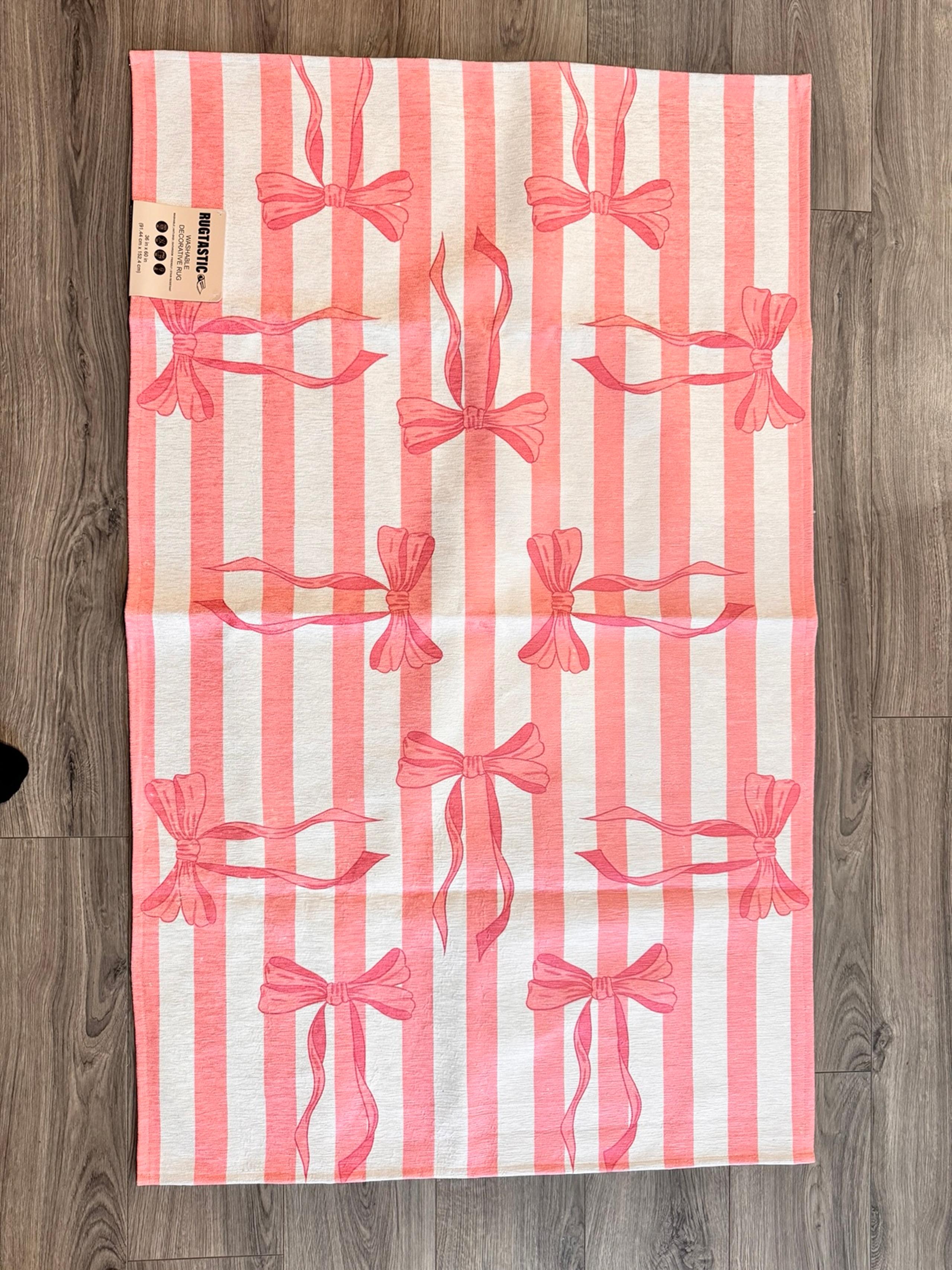 Washable Rug with Pink bows Coquette