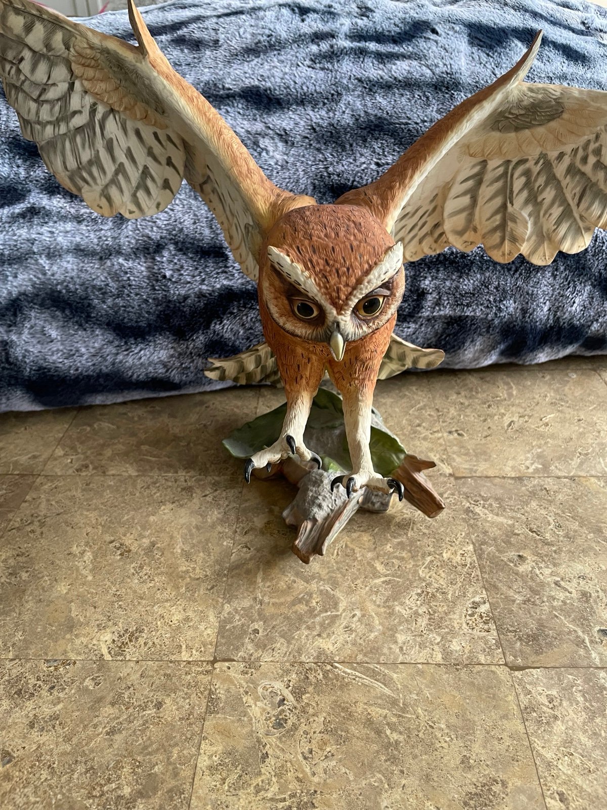 Screech Owl Porcelain Figurine by George McMonigle Franklin Mint 1990 with Base