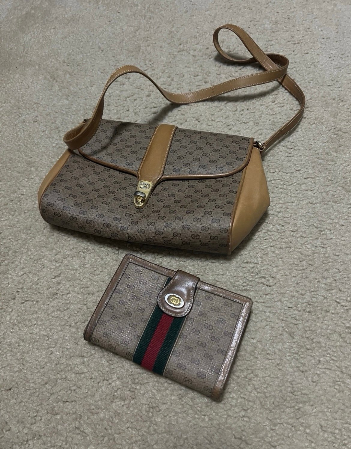 Vintage 80’s Monogram Gucci Bag and Wallet
