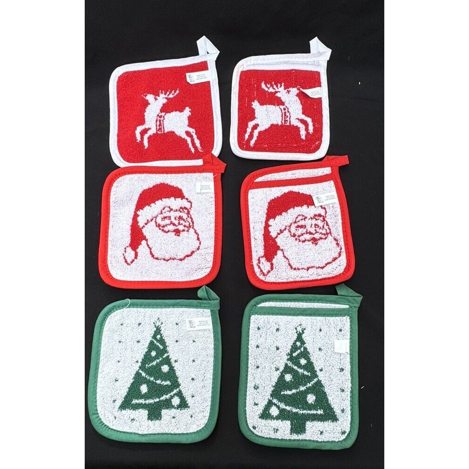 6 Chef’s Choice USA Christmas Oven Mitts 100% Cotton High Quality -S84