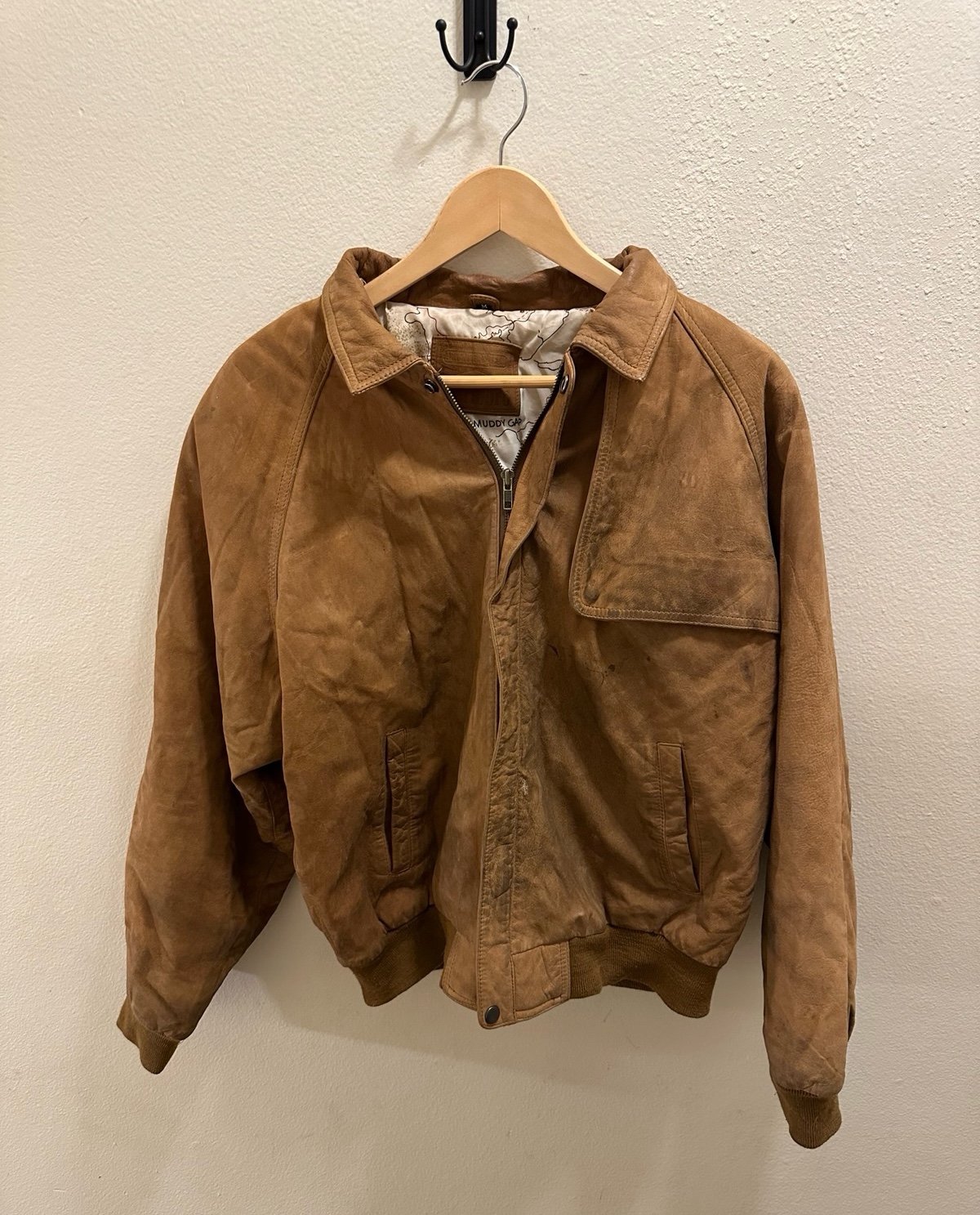 VTG Men’s Marlboro Adventure Team Genuine Leather Jacket Brown Coat Map Size M