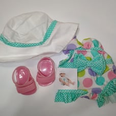 American Girl Bitty Baby Darling Dots Swimsuit & Floppy Beach Hat *Rare