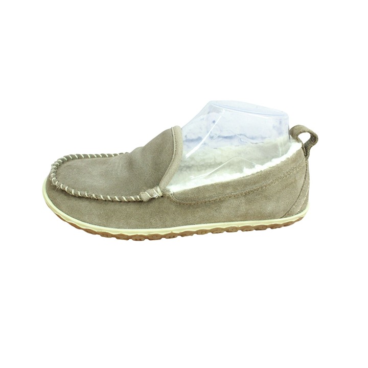 LL Bean Women's Dark Cement Suede Fleece Lined Mountain Moccasin Slippers Sz 7 M