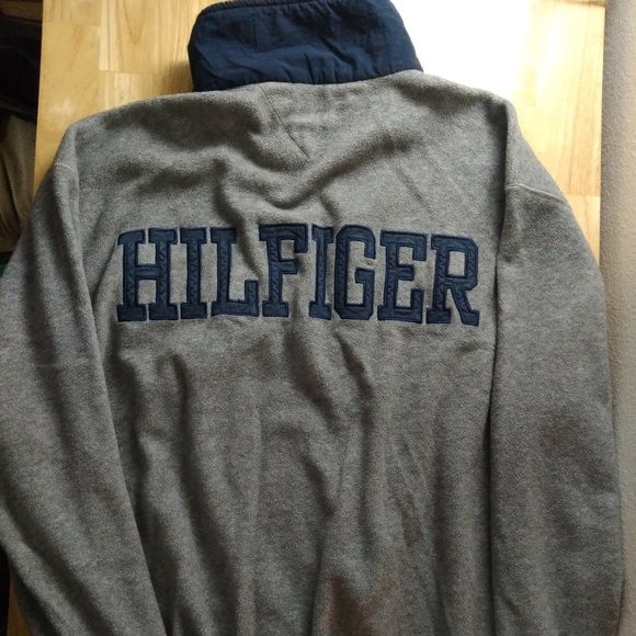 Vintage 90s Tommy Hilfiger Athletics Spell Out Pullover Fleece Jacket