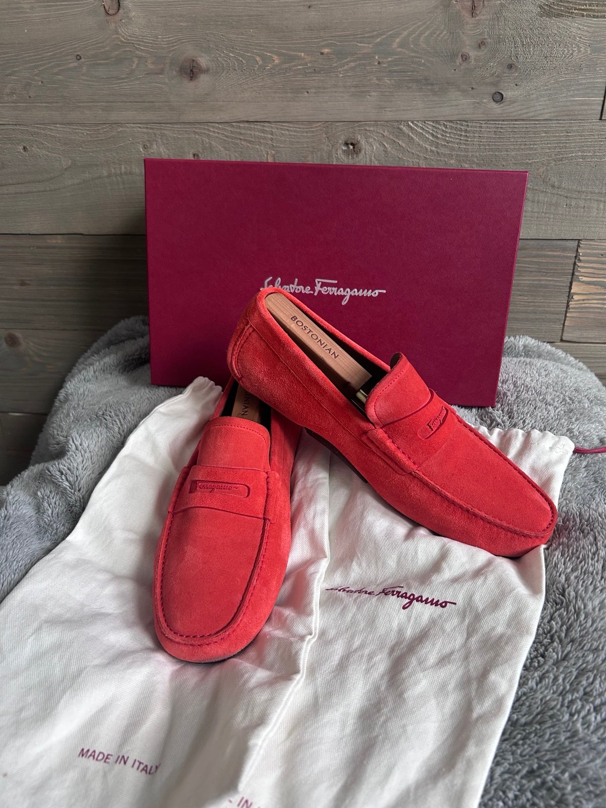 Salvatore Ferragamo Candy Apple Newton Leather Loafers 8.5 EE