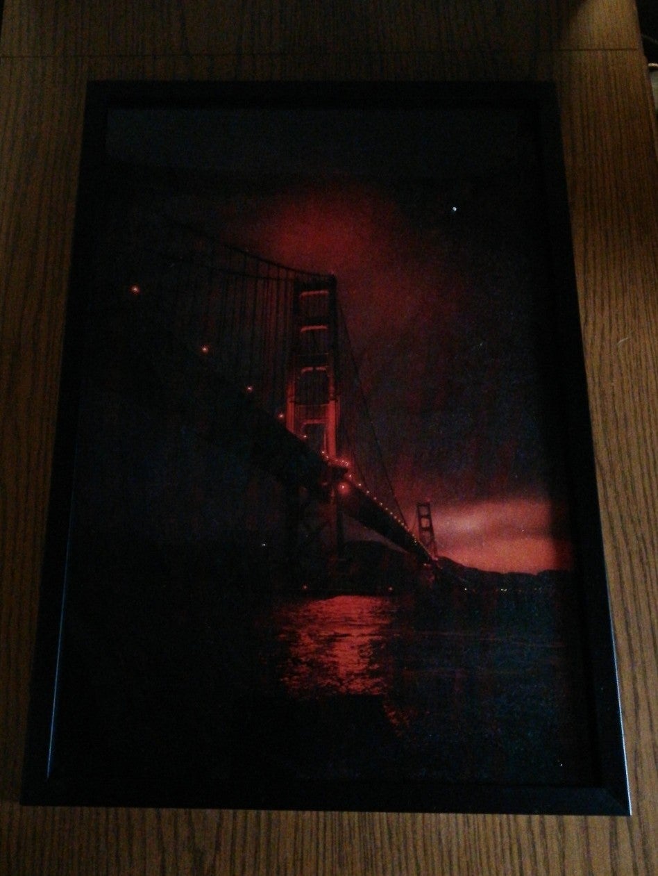 Red and Black Bridge Framed Art Print